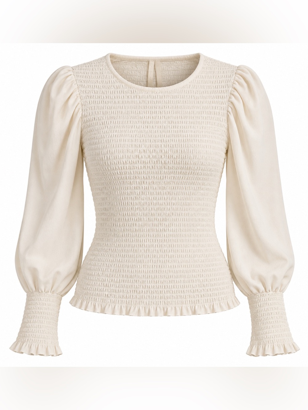 Anthropologie Smocked Puff Sleeve Top – Ivory/Off White – Size M